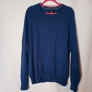 Men's 100%Cashmere blue Crew Neck Sweater. by Buttoned Down XXL